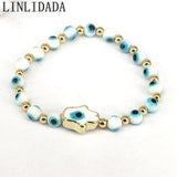 10Pcs Evil Eyes Beaded Charm Stretch Bracelets Lucky Heart Oval For Women Men