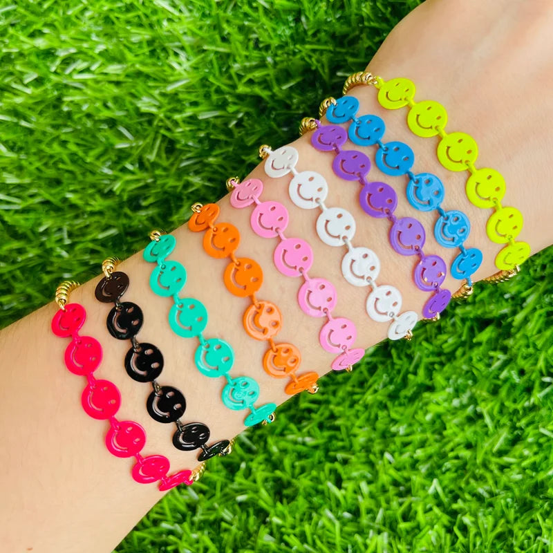 10Pcs Colorful Smile Charm Bead Bracelet for Women