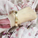 10Pcs Open Cross Geometric Metal Bracelets for Women