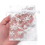 10Pcs Silver Snowflake Organza Bags Christmas Wedding Party DIY Charm