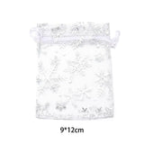 10Pcs Silver Snowflake Organza Bags Christmas Wedding Party DIY Charm