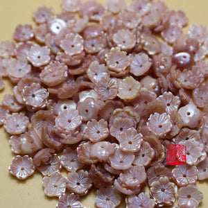 10Pcs Pink Mother Of Pearl Shell Flower Beads 8-10mm
