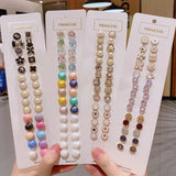 10Pcs Mini Enamel Pearl Neckline Lapel Pins Rhinestone Brooch Jewelry Sets