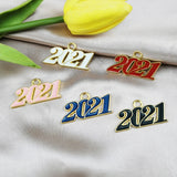 10Pcs/Pack Year Enamel Metal Charms Letter Year Pendants Charm Jewelry Making