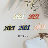 10Pcs/Pack Year Enamel Metal Charms Letter Year Pendants Charm Jewelry Making