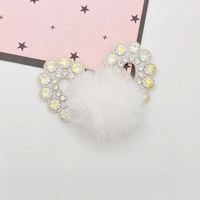 10Pcs Rhinestone Mouse Ears with Mink Fur Patches DIY Accessories