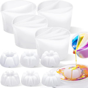 10Pcs Paint Pour Cup 2-5 Channels Split Cups 5-10 Flower Pour Cup