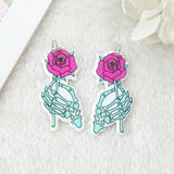 10Pcs Pastel Goth Charms Skull Rose Buttock Creepy Acrylic Jewlery