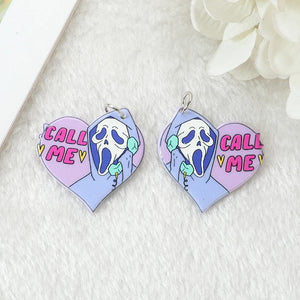 10Pcs Pastel Goth Ghost Charms Acrylic Skeleton Pendant