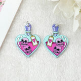 10Pcs Pastel Goth Halloween Charms - Skull Potion Acrylic Jewlery Findings