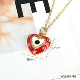 10Pcs Heart Zircon Enamel Pendant Chain Necklace Handmade Jewelry