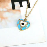 10Pcs Heart Zircon Enamel Pendant Chain Necklace Handmade Jewelry