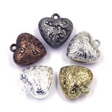 10Pcs Heart Carved Flower Acrylic Pendants for DIY Jewelry