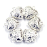 10Pcs Heart Carved Flower Acrylic Pendants for DIY Jewelry