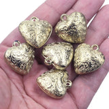 10Pcs Heart Carved Flower Acrylic Pendants for DIY Jewelry