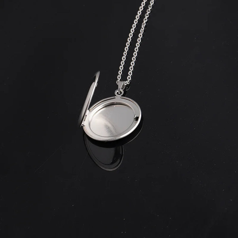 10Pcs Photo Frame Locket Pendant Necklace Stainless Steel Chain DIY Jewelry