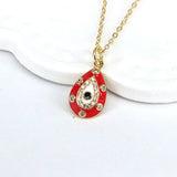 10Pcs Pink Enamel Water Drop Eye Crystal Charms Necklace For Women