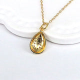 10Pcs Pink Enamel Water Drop Eye Crystal Charms Necklace For Women