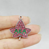 10Pcs Pink Green Sorority Pendant Maple Leaf Jewelry DIY Accessories