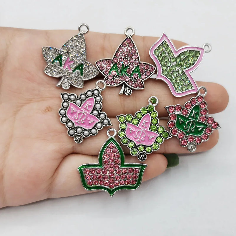 10Pcs Pink Green Sorority Pendant Maple Leaf Jewelry DIY Accessories