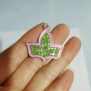 10Pcs Pink Green Sorority Pendant Maple Leaf Charms DIY Bracelet & Necklace