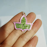 10Pcs Pink Green Sorority Pendant Maple Leaf Charms DIY Bracelet & Necklace