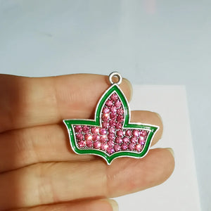 10Pcs Pink Green Sorority Pendant Maple Leaf Charms DIY Bracelet & Necklace