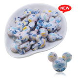 10Pcs Pink Leopard Print Mouse Silicone Beads Focal Cat Pen For Jewelry Making