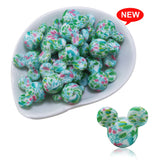 10Pcs Pink Leopard Print Mouse Silicone Beads Focal Cat Pen For Jewelry Making
