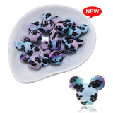 10Pcs Pink Leopard Print Mouse Silicone Beads Focal Cat Pen For Jewelry Making