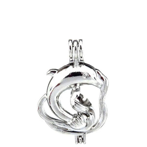 10Pcs Dolphin Pearl Cage Locket Aromatherapy Pendant DIY Jewelry Bulk