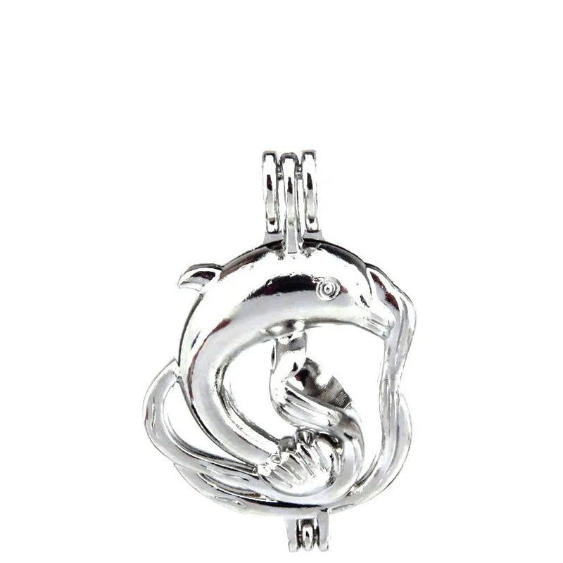 10Pcs Dolphin Pearl Cage Locket Aromatherapy Pendant DIY Jewelry Bulk