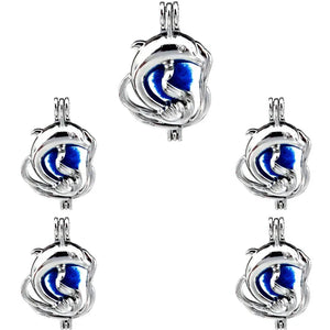 10Pcs Dolphin Pearl Cage Locket Aromatherapy Pendant DIY Jewelry Bulk
