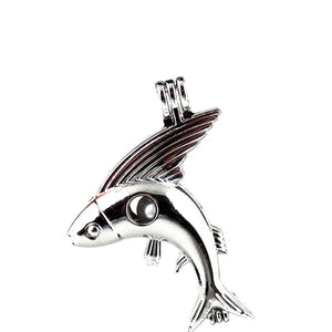 10Pcs Fly Fish Charm Cage Locket Aromatherapy Pendant for DIY Jewelry Making
