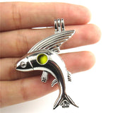 10Pcs Fly Fish Charm Cage Locket Aromatherapy Pendant for DIY Jewelry Making