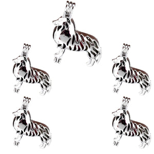 10Pcs Sheepdog Pearl Cage Pendant Aromatherapy Necklace Bracelet
