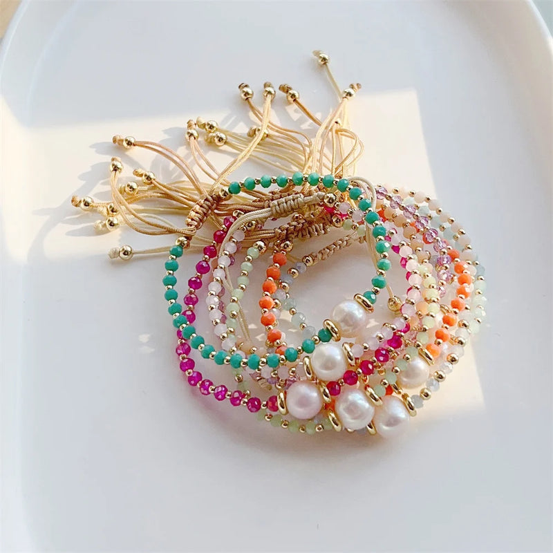 10Pcs Crystal Beaded Bracelet Women Jewellery Pearl Bracelets