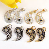 10Pcs Silver CZ Micro Pave Yin Yang Pendants Necklace DIY Craft