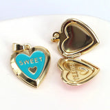 10Pcs Sweet Enamel Heart Locket Charms, Necklace Jewelry Accessories
