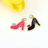 10Pcs Enamel High-Heel Shoe Charms for Jewelry Making