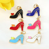 10Pcs Enamel High-Heel Shoe Charms for Jewelry Making