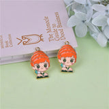 10Pcs Princess Cartoon Girl Enamel Charms Oil Drop Alloy Pendants