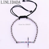 10Pcs Rainbow CZ Micro Pave Cross Braiding Macrame Bracelet