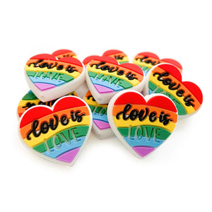 10Pcs Rainbow Love Silicone Charms For Beadable Pen DIY Pacifier Chain