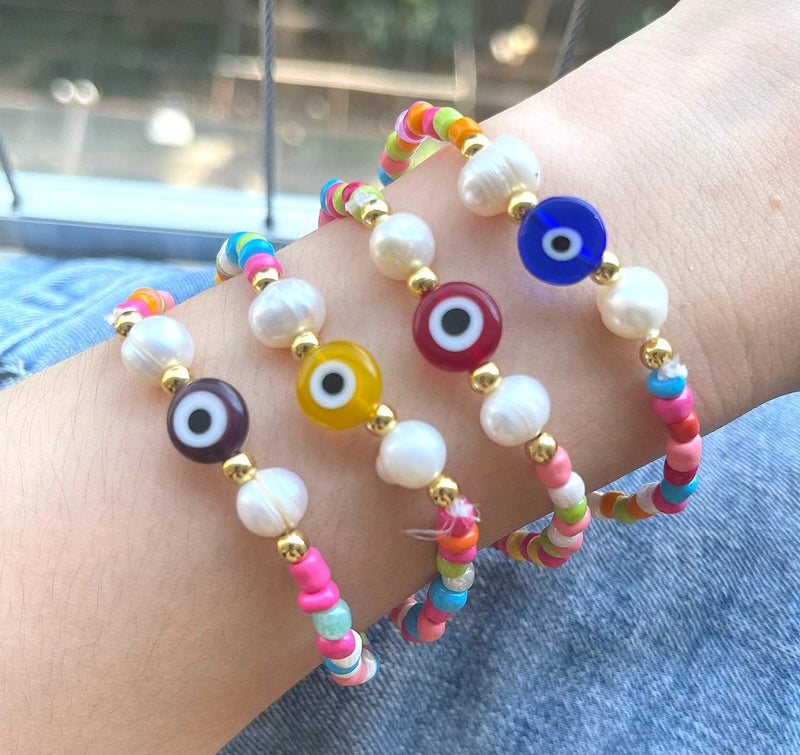 10Pcs Rainbow Seed Beads Bracelet Natural Pearls Girl Bracelet Women Jewellery