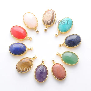 10Pcs Mixed Dangle Pendants Natural Raw Gem Stone Beads Pendant IBN401
