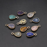 10Pcs Random Natural Stone Drop-Shaped Faceted Pendant DIY Jewelry Making