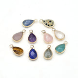 10Pcs Random Natural Stone Drop-Shaped Faceted Pendant DIY Jewelry Making
