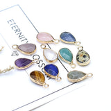 10Pcs Random Natural Stone Drop-Shaped Faceted Pendant DIY Jewelry Making