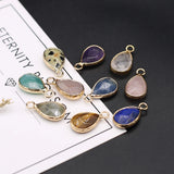 10Pcs Random Natural Stone Drop-Shaped Faceted Pendant DIY Jewelry Making